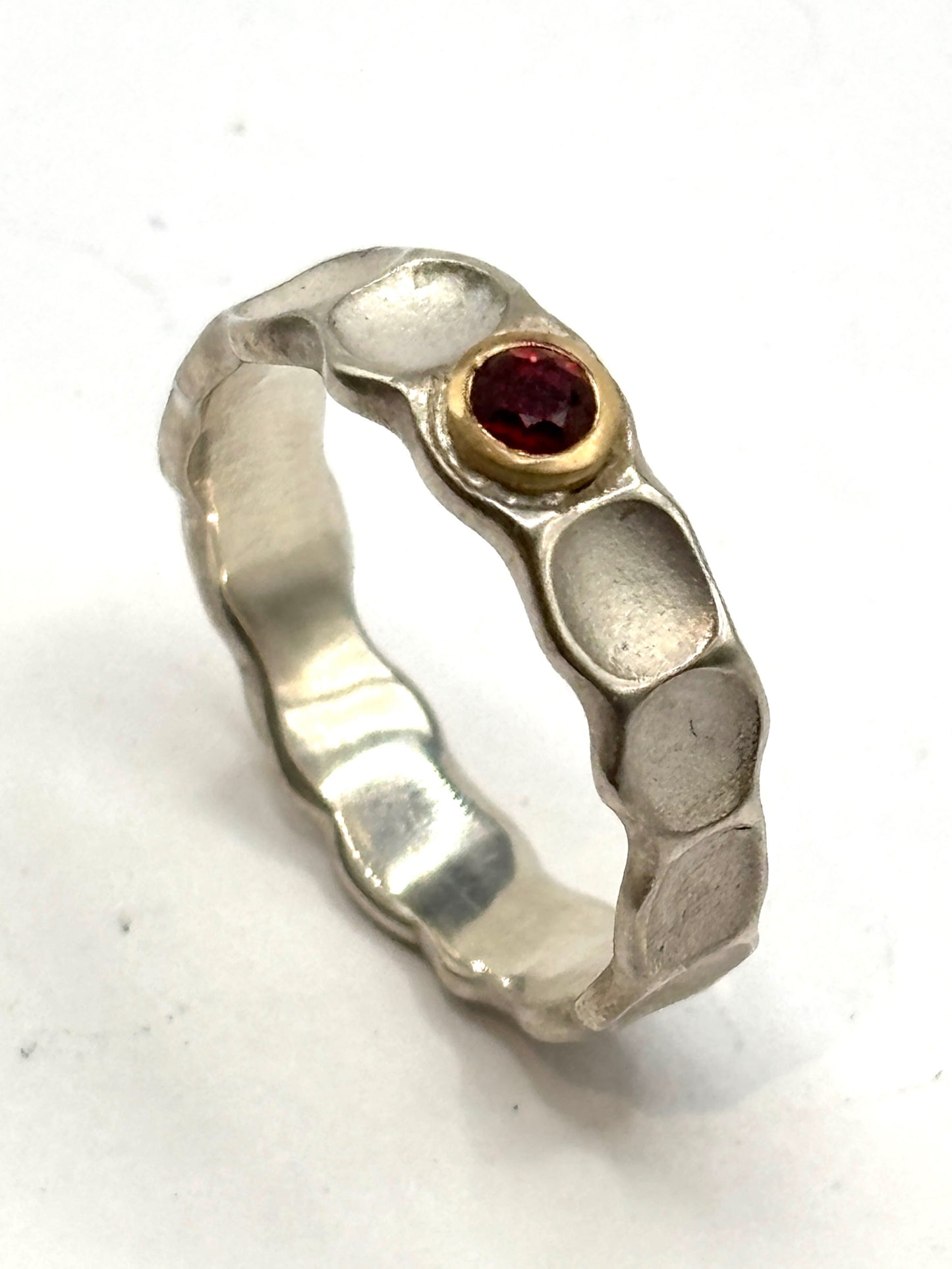 Sterling Silver, 14 kt. Red Sapphire Ring OM26-084, OWEN MCLNERNEY