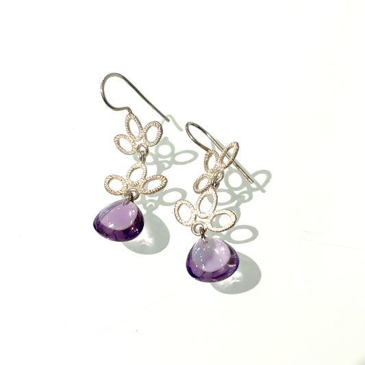 Sterling Silver Amethyst Drop Earrings, DK 241109, Dahlia Kanner