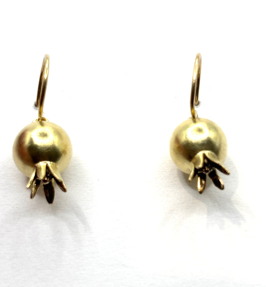 Pomegranate Earrings in 18 Karat Gold on S-Hooks