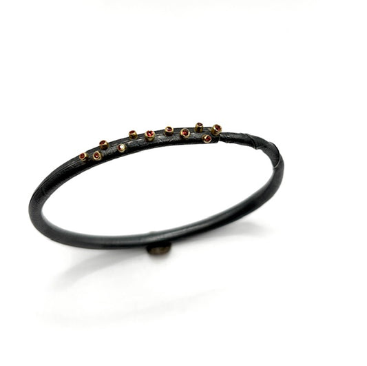 Oxidized Sterling Silver Twig 11 Scattered Sapphire Style Bracelet, CM26-B7001