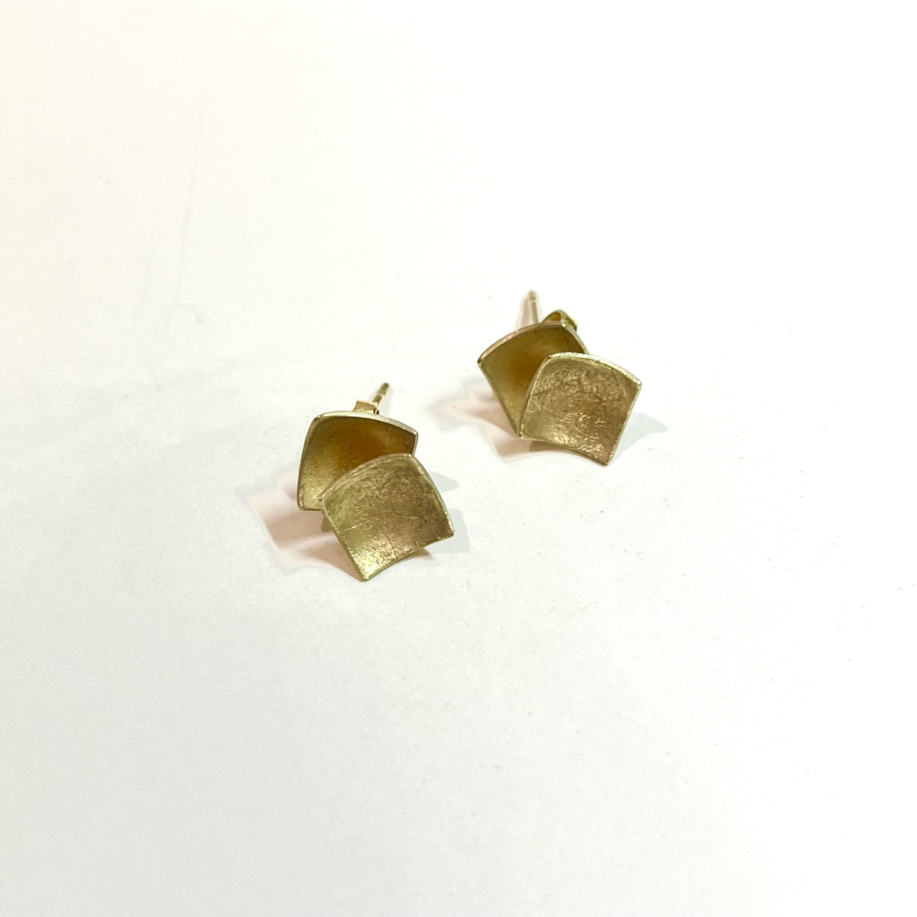 Double Square Sterling Silver Gold Vermeil Earrings, Doris Leidt  , Own by JH