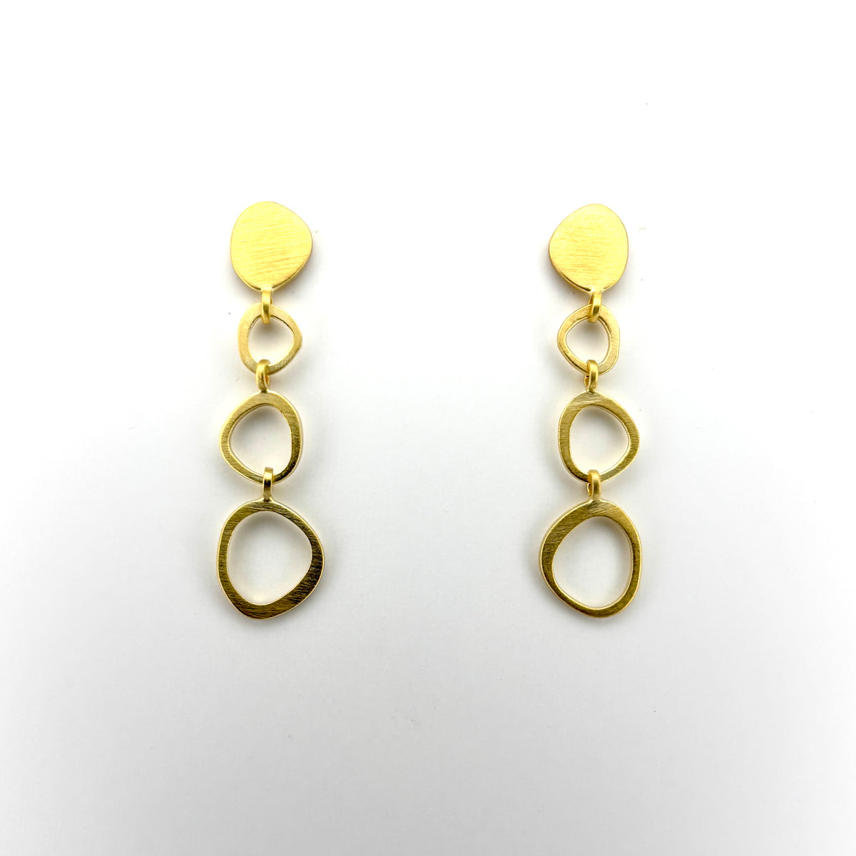 18kt Gold Vermeil Three Pebble Sterling Silver Stud Earrings, OSV1525, Doris Leidt
