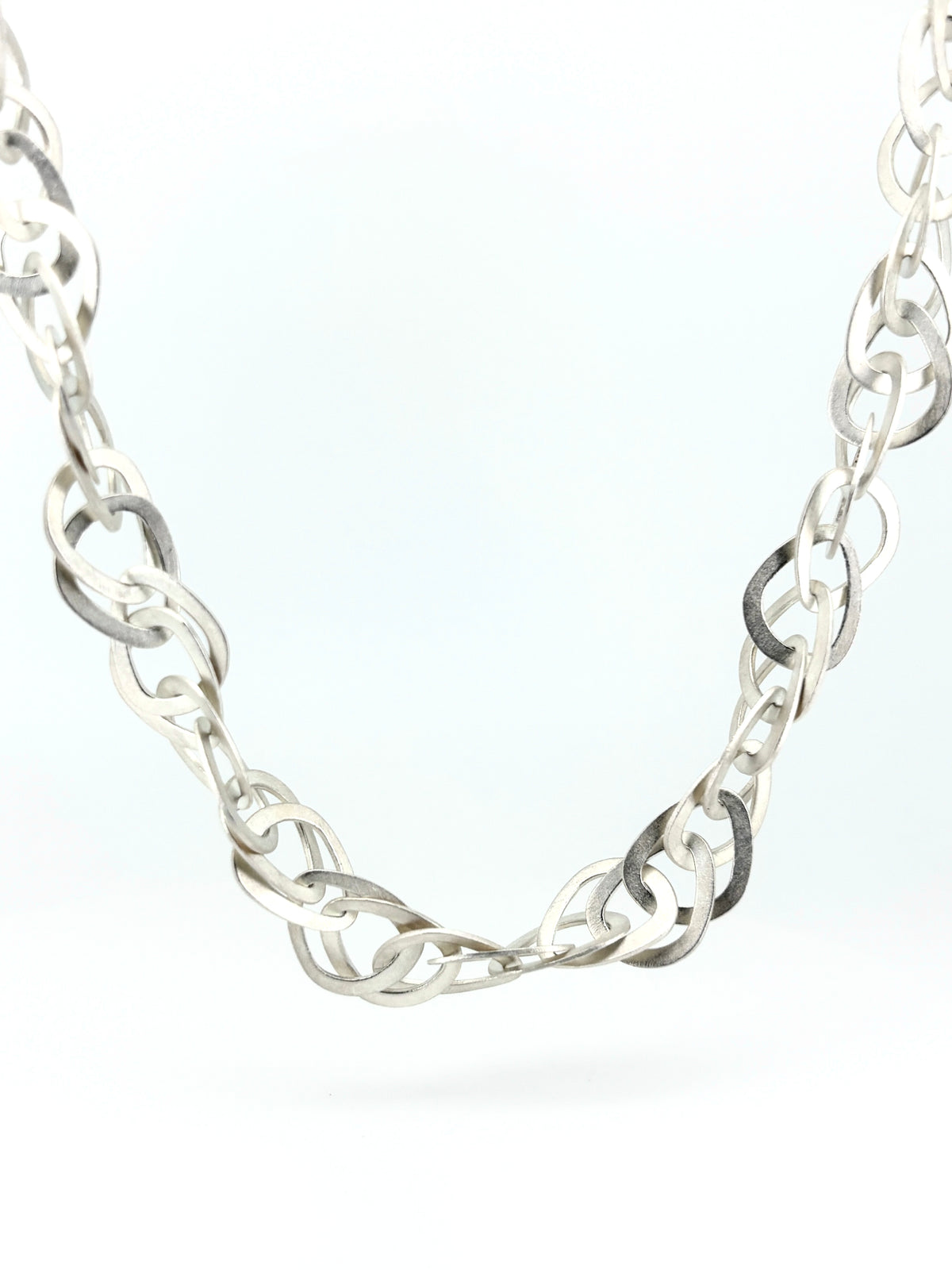 Brushed Sterling Silver Multi-Link Necklace – 16", DLP601, Doris Leidt