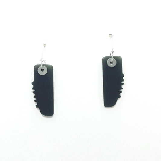 Notched Dark Olive Tribal Earrings in Wyoming Nephrite and Sage Jasper Beads with Sterling Silver Wires PS26-8, Peter Schilling