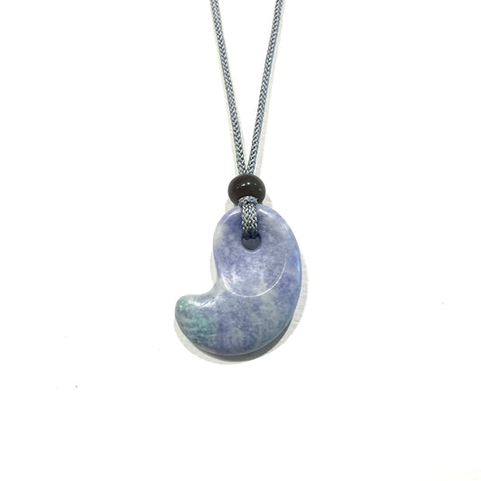 Lilac and Green Scooped Magatama Pendant PS26-01, Peter Schilling