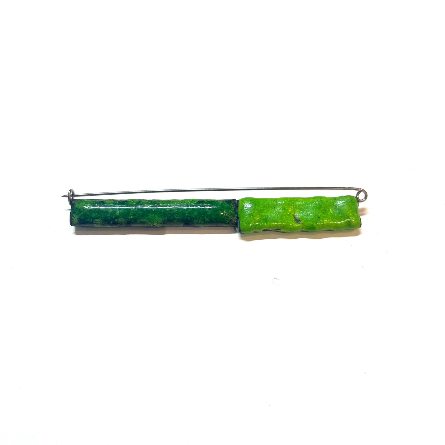 Pin - Copper with dark and light green Enamel, KYK0356/20230553, Kyung Hee Kim