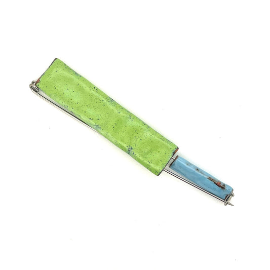 Pin - Copper with  light green and blue enamel, KYK0403/26, Kyung Hee Kim