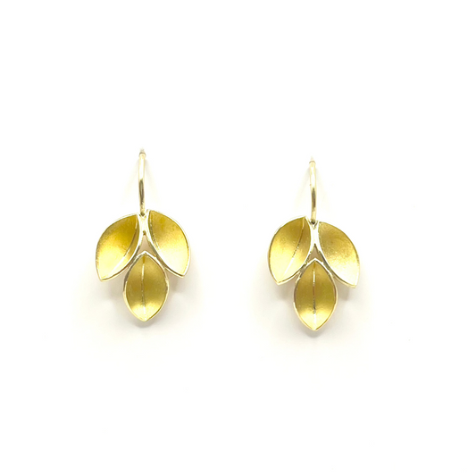 18KY Gold Leaf Cluster Earrings