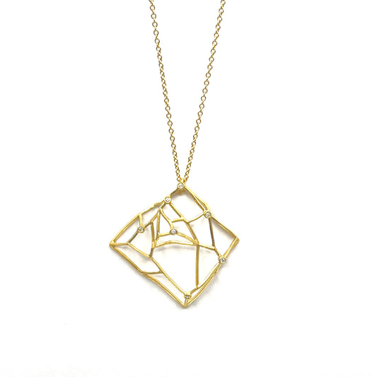 18KY Gold Open Wire & Diamond pendant