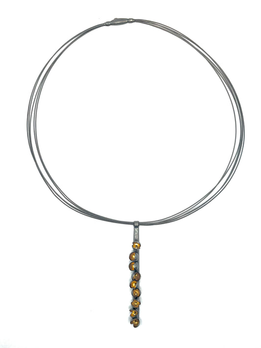 Sterling Silver & 22KY Gold Linear Flourishing Pendant