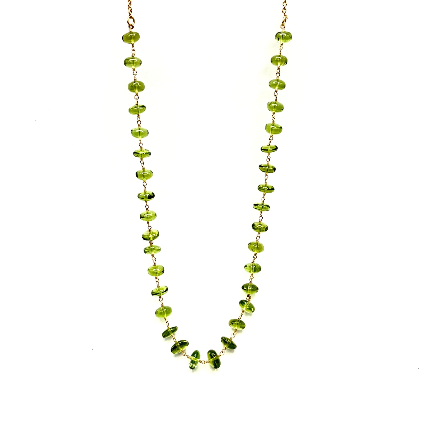 18KY Gold Peridot Rondelle Chain Necklace
