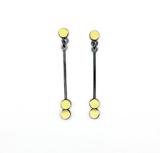 Sterling Silver and 22k Gold Double Dot Earrings