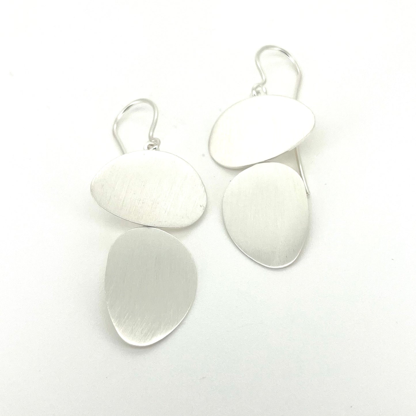 Sterling Silver Flat Organic Form Earrings, Kelim