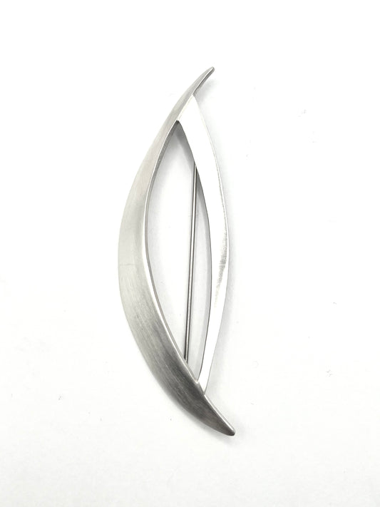 Marquise-Shaped Sterling Silver Brooch with Nickel Pin