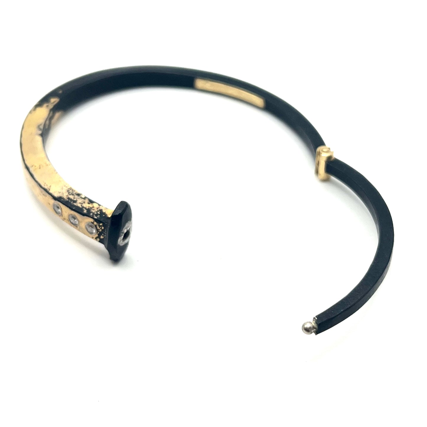 Iron/22kt/18kt Three Stones Splash Cuff Bracelet, PF/NB27, Pat Flynn