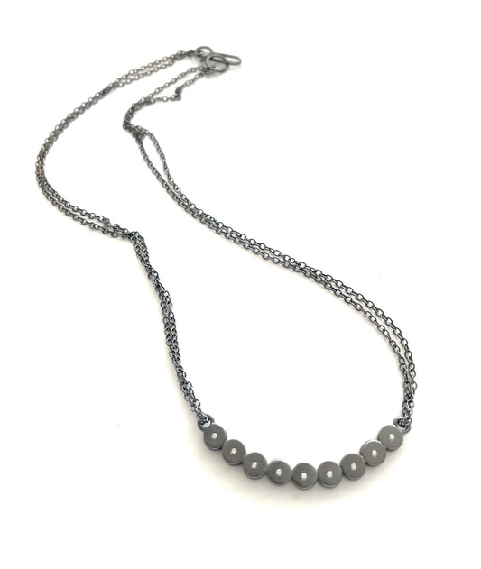 Sterling Silver Arc Necklace with 1.2mm Diamonds, EB2506, Elisa Bongfeldt
