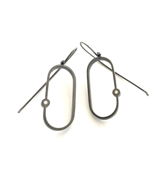 Open oval earrings with 1.5mm diamonds,EB2509, Elisa Bongfeldt