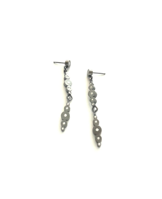 Sterling Silver Deco Post Earrings with 1.8, 1.5, 1.2mm Diamonds, EB2511, Elisa Bongfeldt