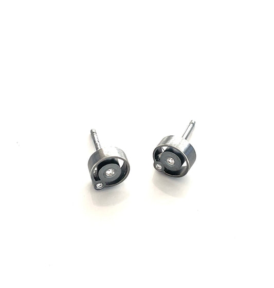 Sterling Silver Orbit Post Earrings with 1.5 mm, 1.2mm Diamond, EB2512, Elisa Bongfeldt