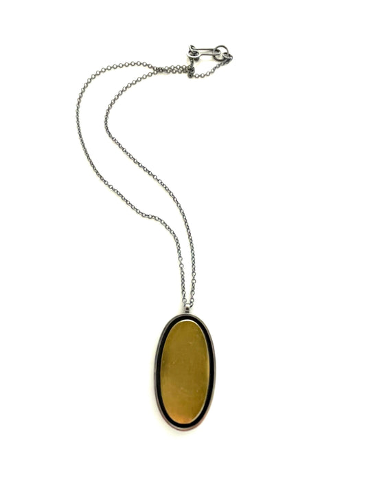 Sterling Silver Floating Oval Necklace with 22kt Bi-Metal, EB 2501, Elisa Bongfeldt