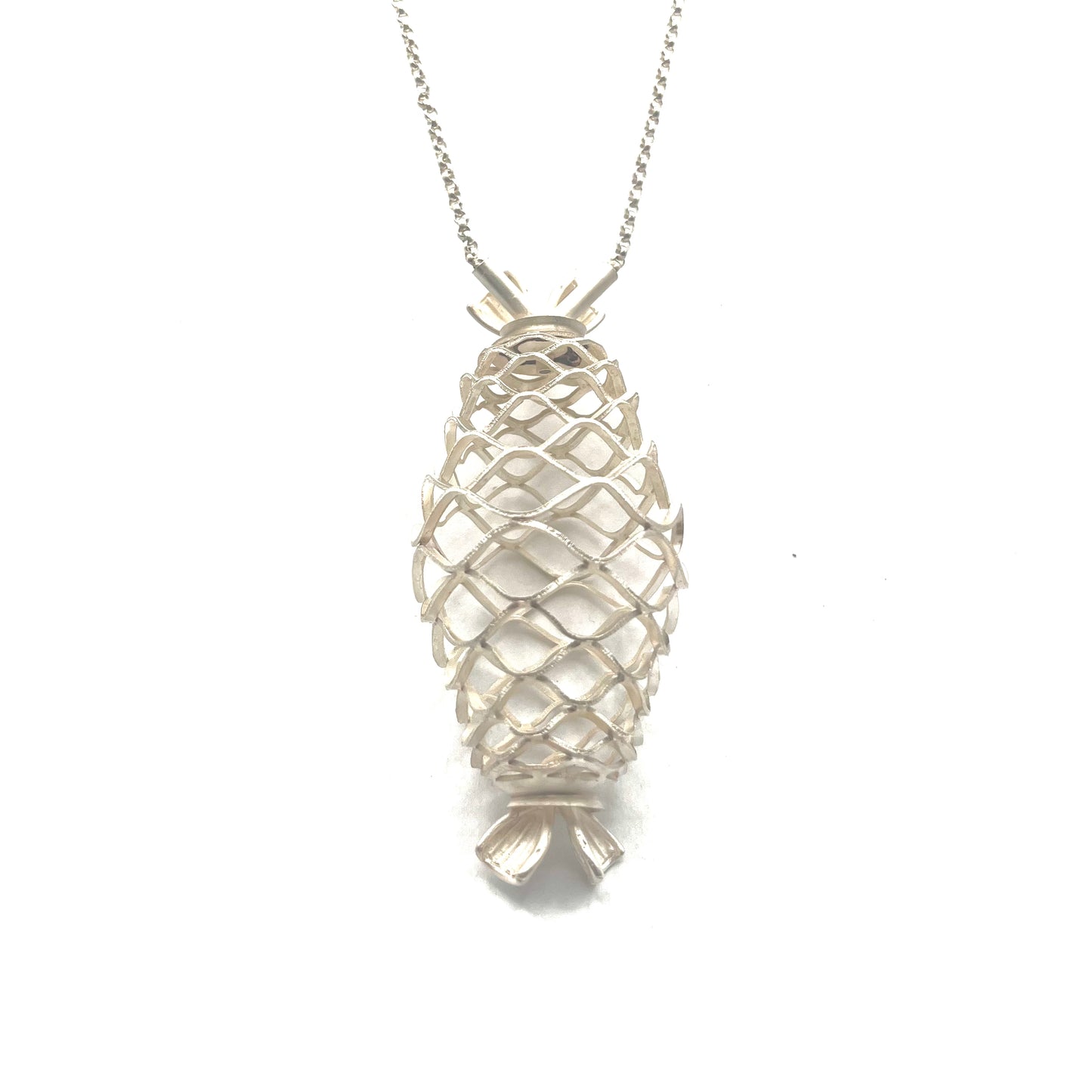 Sterling Silver Cage Pendant Necklace
