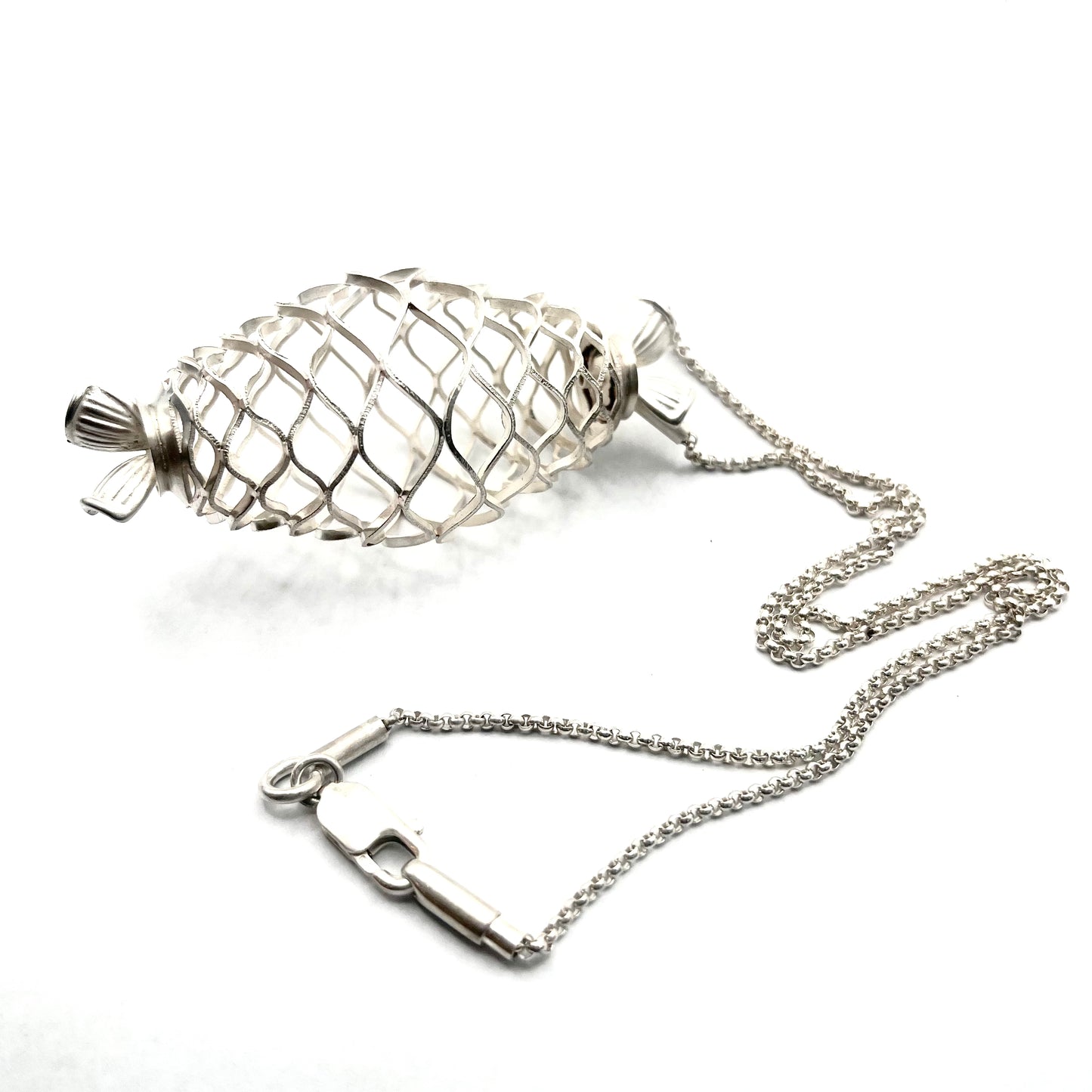Sterling Silver Cage Pendant Necklace