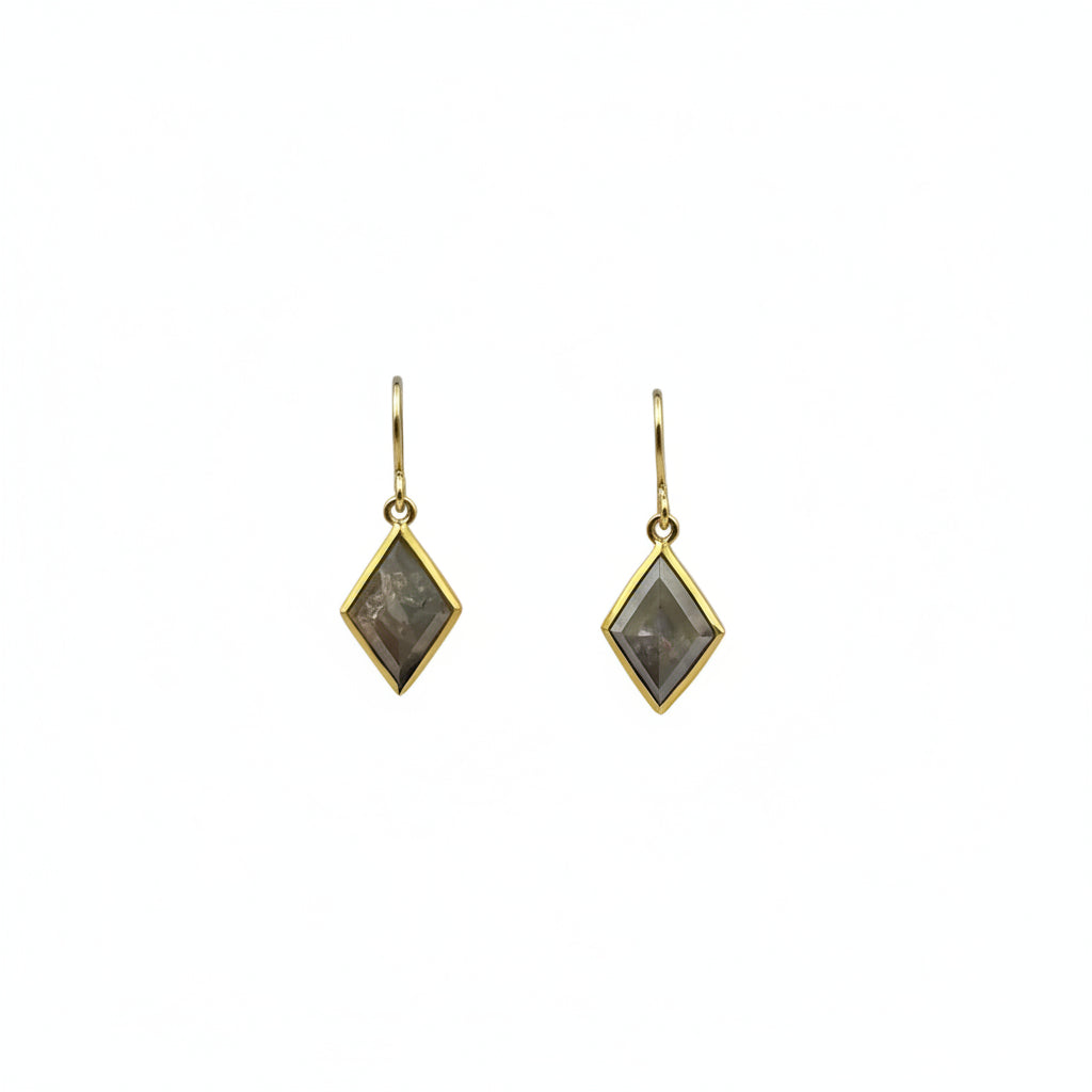 22k & 18k Gold Grey Diamond Lozenge Earrings, SW26210, Sam Woehrmann