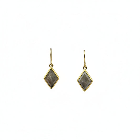 22k & 18k Gold Grey Diamond Lozenge Earrings, SW26210, Sam Woehrmann