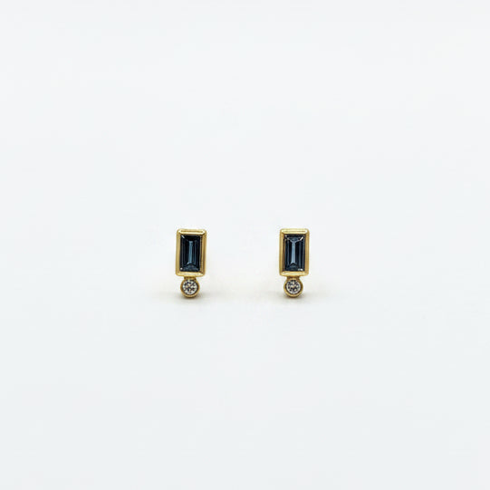 22k & 18k Gold Spinel & Diamond Baguette Stud Earrings, SW26215, Sam Woerhmann