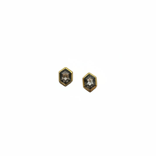 22k & 18k Gold Grey Diamond Hexagon Stud Earrings, SW26216, Sam Woehrmann