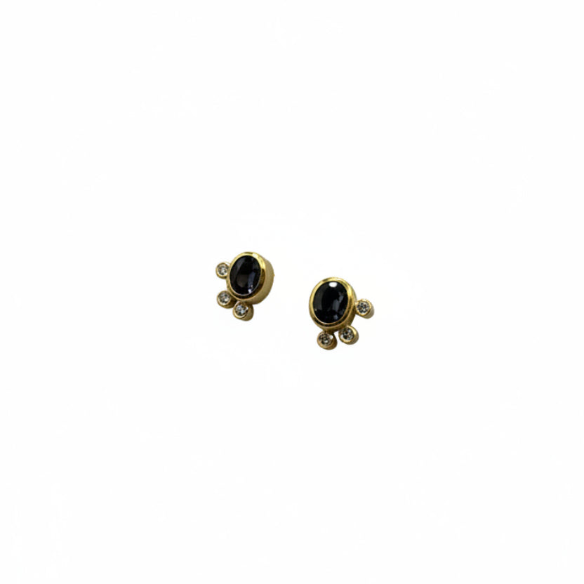 22k & 18k Gold Spinel & Diamond Oval Stud Earrings, SW26213, Sam Woehrmann