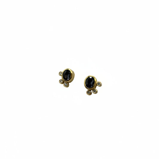 22k & 18k Gold Spinel & Diamond Oval Stud Earrings, SW26213, Sam Woehrmann