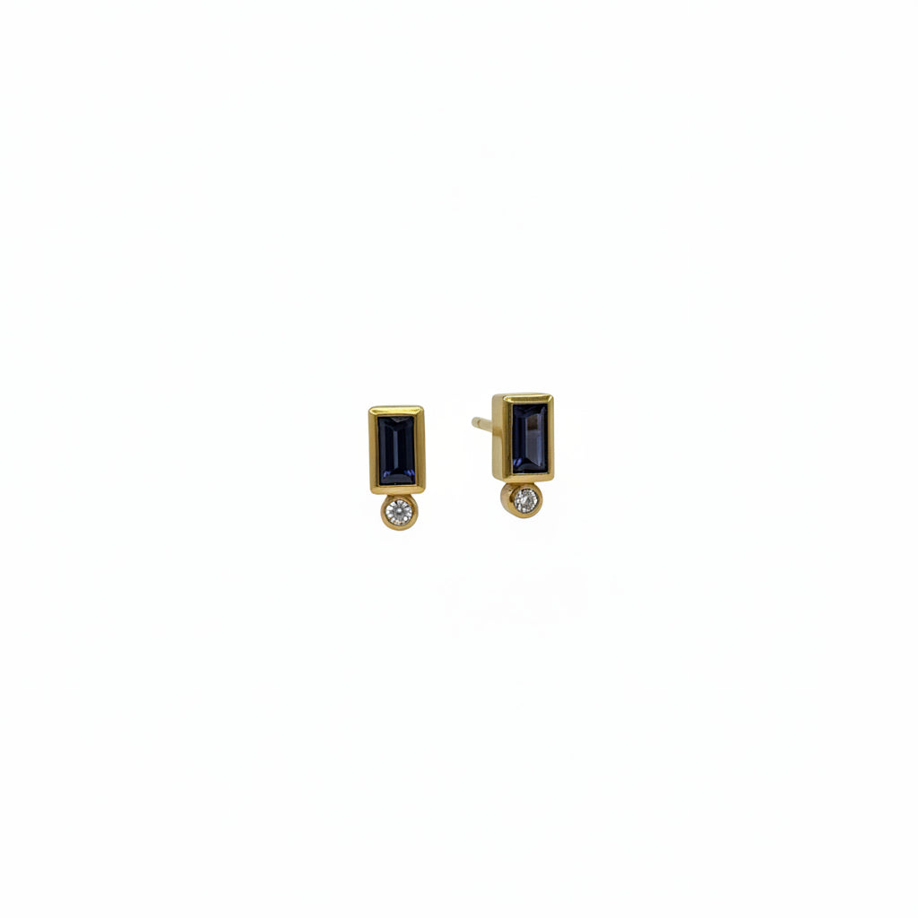 22k & 18k Gold Spinel & Diamond Baguette Stud Earrings, SW26215, Sam Woerhmann