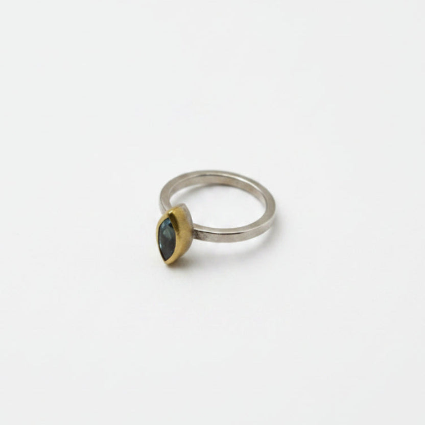 22k Gold & Sterling Silver Aqua Marquis Ring, SW26244, Sam Woehrmann