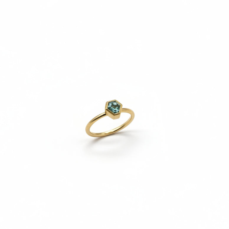22k & 18k Gold Montana Sapphire Triangle Ring, SW26227, Sam Woehrmann