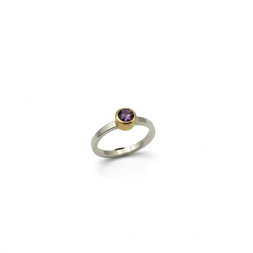22k Gold & Sterling Silver Lavender Spinel Round Ring, SW26247, Sam Woehrmann