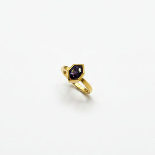 22k & 18k Gold Purple Spinel Hexagon Ring, SW26224, Sam Woehrmann
