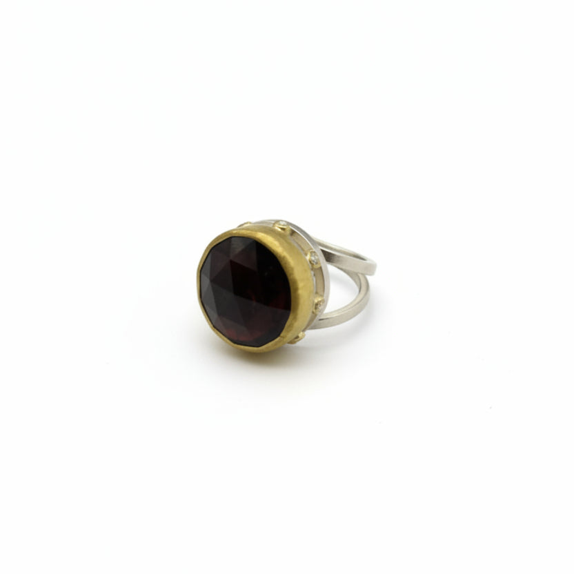 22k & 18k Gold, Sterling Silver, Rubellite Tourmaline & Diamond Temple Ring, SW26229, Sam Woehrmann