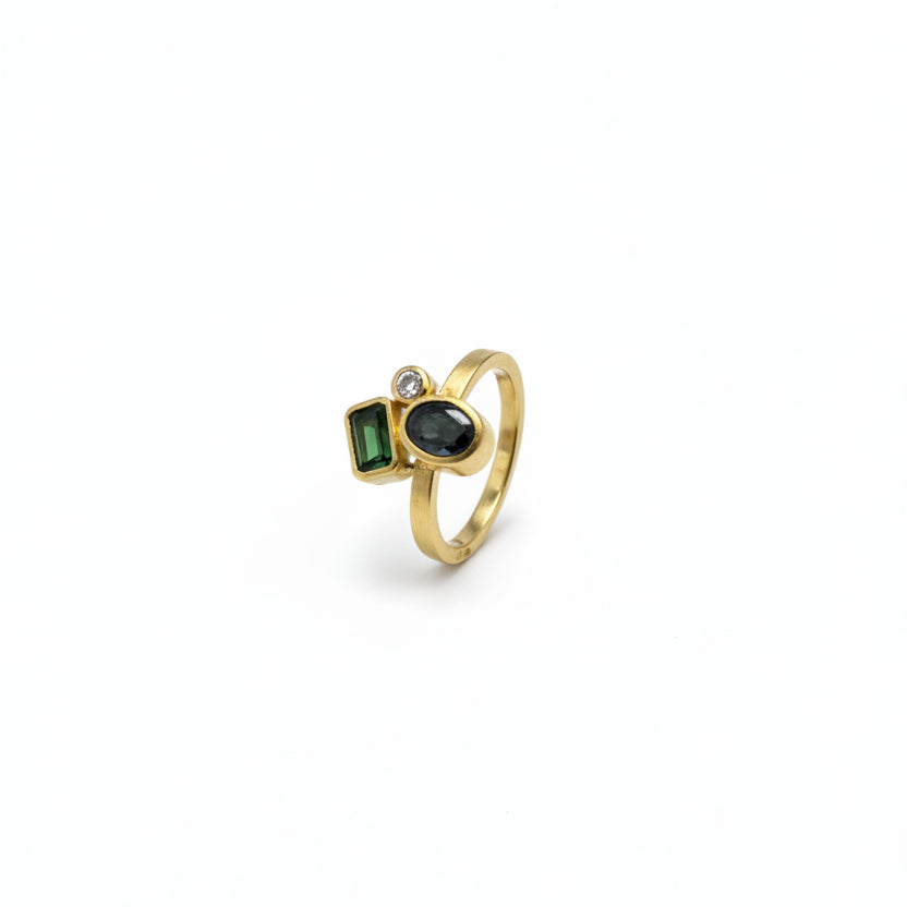 22k & 18k Gold Spinel & Diamond Cluster Ring, SW26223, Sam Woehrmann