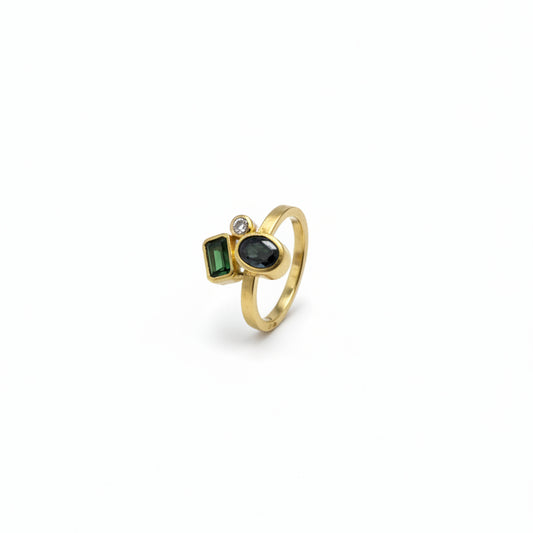 22k & 18k Gold Spinel & Diamond Cluster Ring, SW26223, Sam Woehrmann