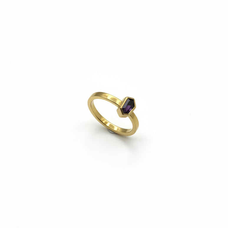 22k & 18k Gold Purple Sapphire Geometric Ring, SW26225, Sam Woehrmann