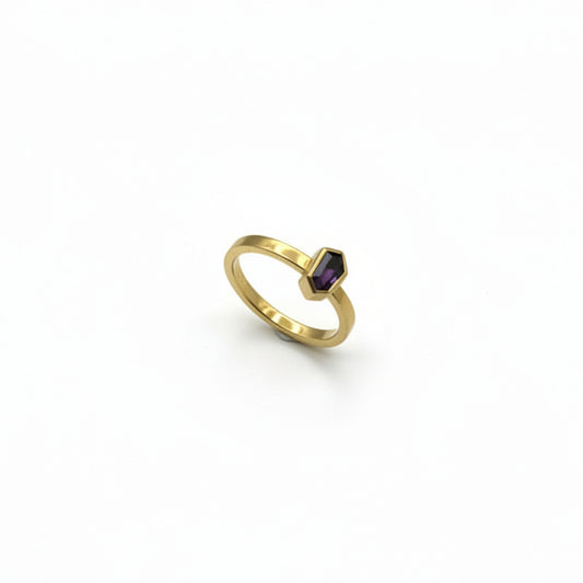 22k & 18k Gold Purple Sapphire Geometric Ring, SW26225, Sam Woehrmann