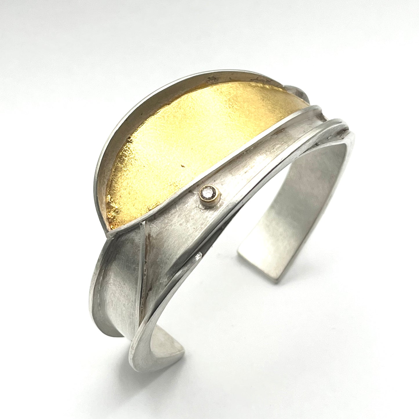 “Sunrise” Bracelet — Sterling Silver with 24K Gold and White Diamond (0.12ct), YJC0008-SCO24, Yu Jean Choi