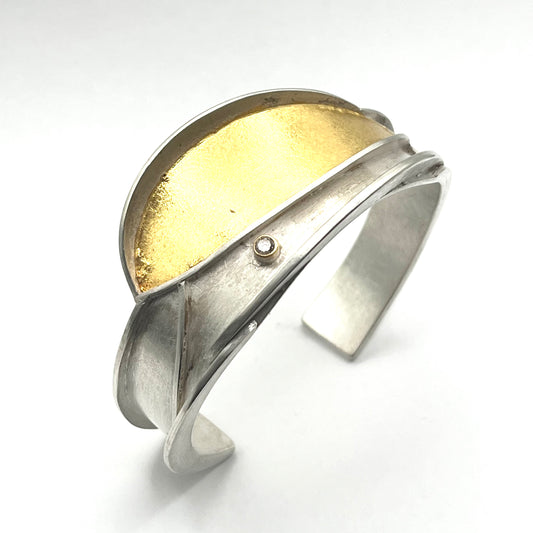 “Sunrise” Bracelet — Sterling Silver with 24K Gold and White Diamond (0.12ct), YJC0008-SCO24, Yu Jean Choi