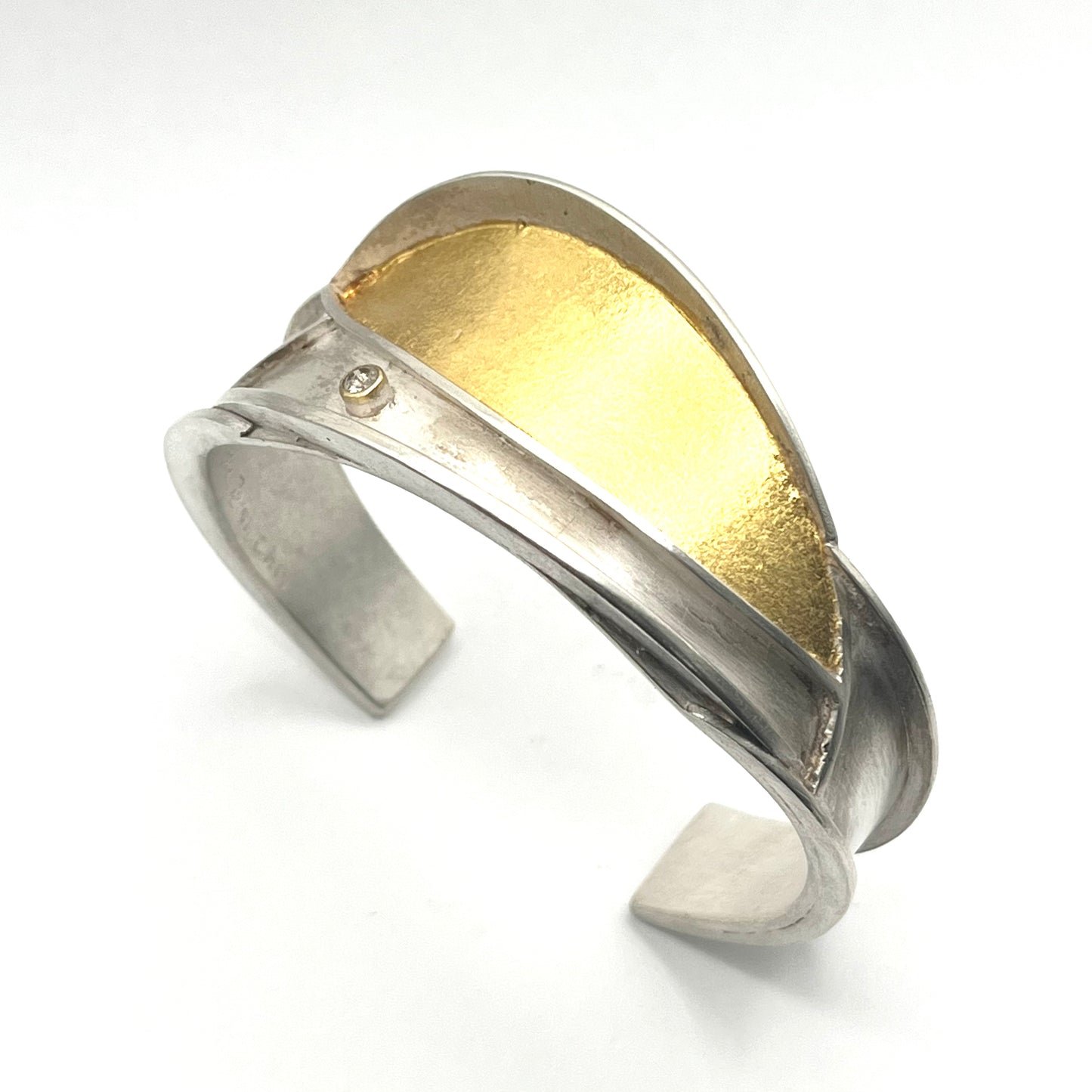 “Sunrise” Bracelet — Sterling Silver with 24K Gold and White Diamond (0.12ct), YJC0008-SCO24, Yu Jean Choi