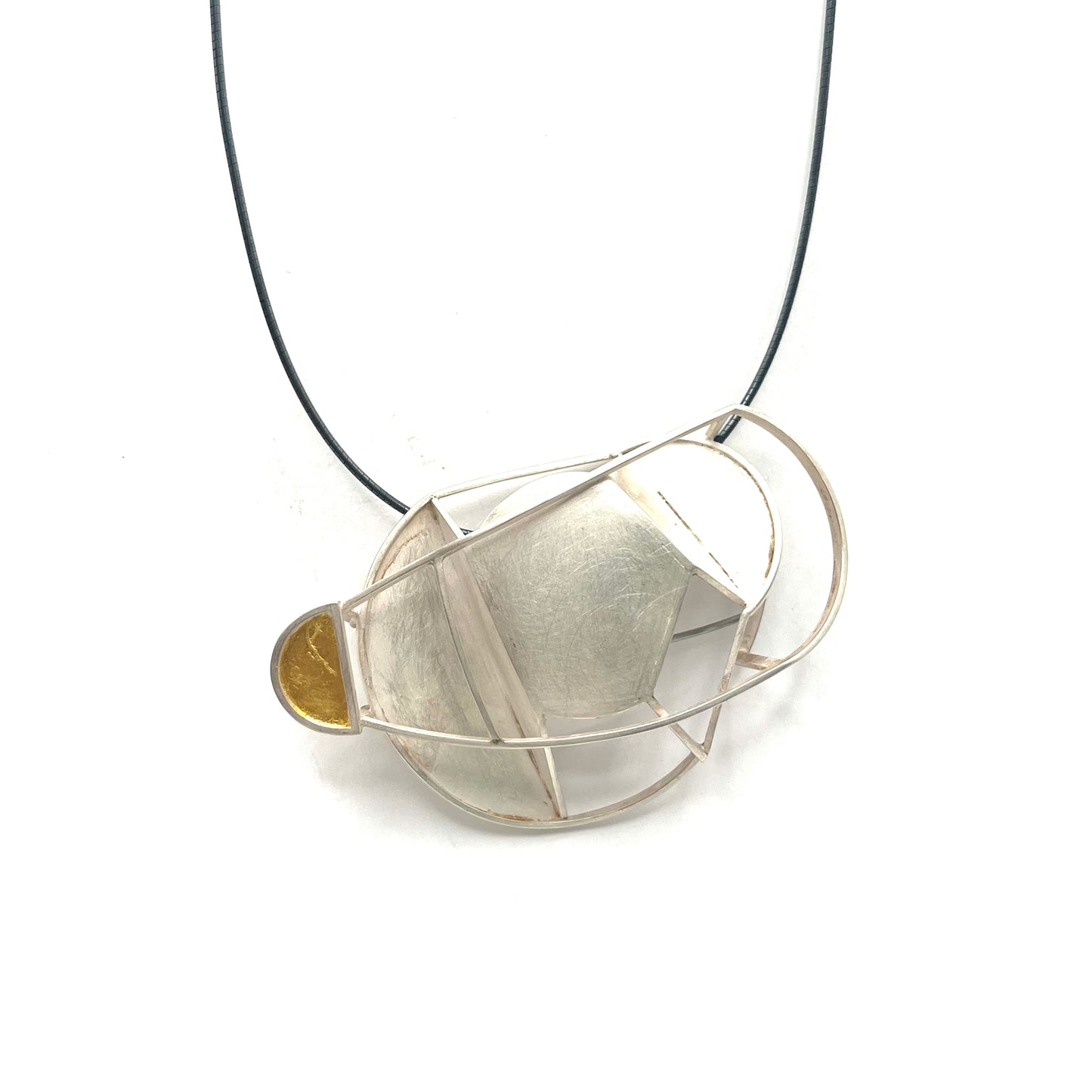 “Sunrise” Brooch/Pendant — Sterling Silver, 24K Gold, and Stainless Steel Pin, YJC0009-SBP24, Yu Jean Choi