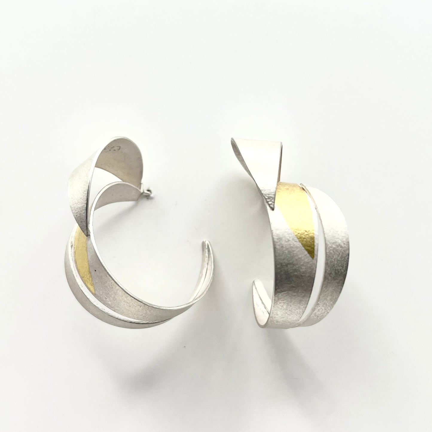 “Big Wave” Earrings — Sterling Silver with 24K Gold Accents, YJC0006-WEB01, Yu Jean Choi
