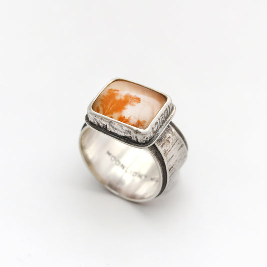Sterling Silver Ring with Dendritic Agate, Size 6, JB255, Jessica Baskett