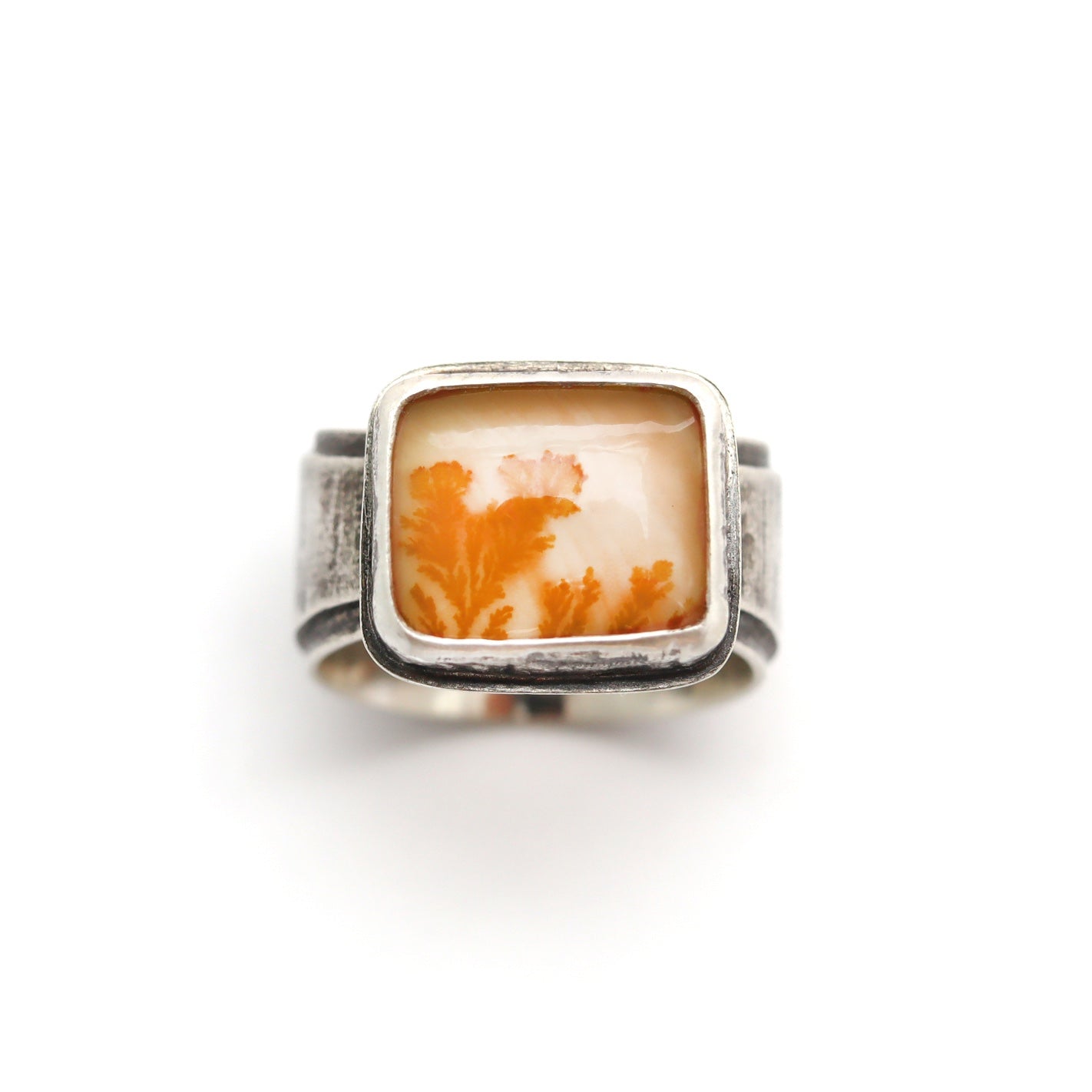 Sterling Silver Ring with Dendritic Agate, Size 6, JB255, Jessica Baskett