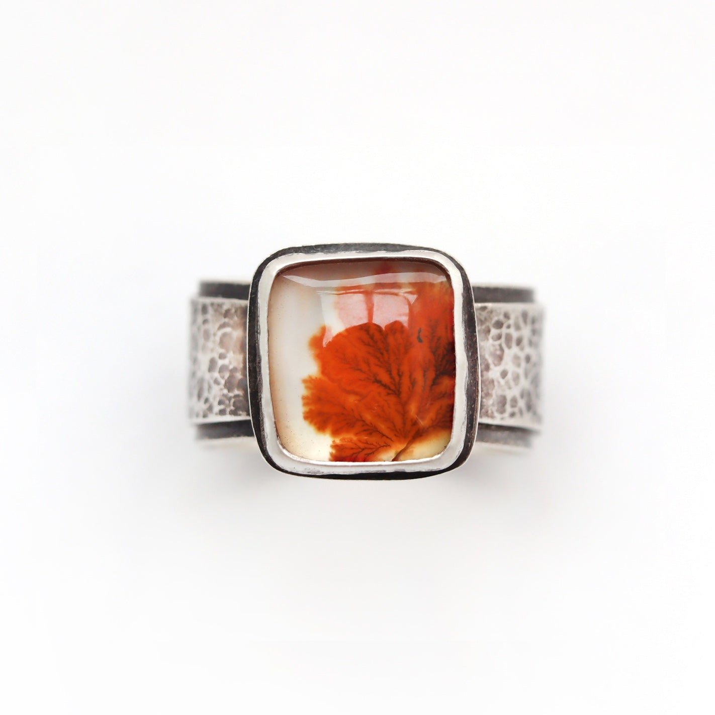 Sterling Silver Ring with Dendritic Agate, Size 9, JB253, Jessica Baskett